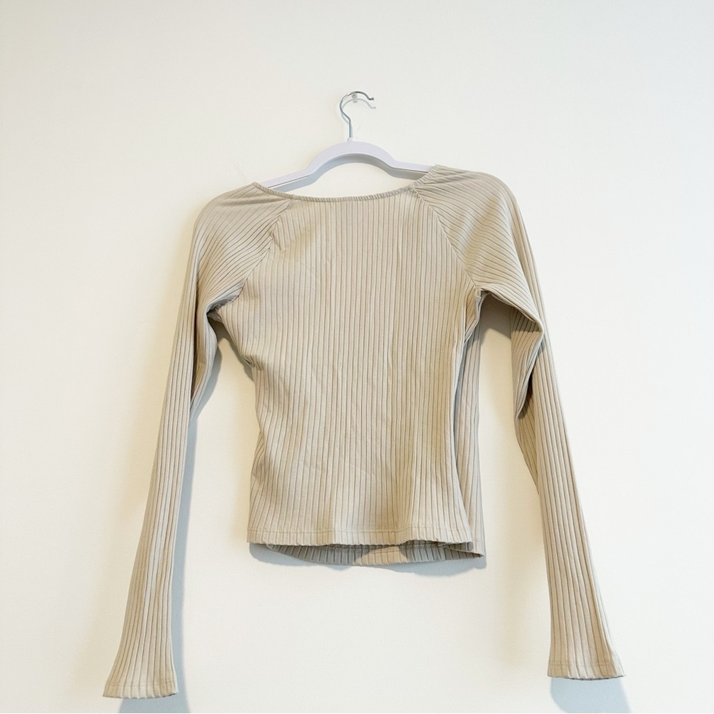 Universal Thread Beige Ribbed Long Sleeve Top - Picture 7 of 10